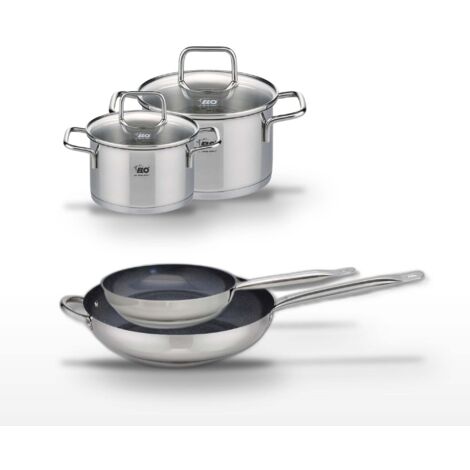 Lot 2 Poêles 24/32cm et 2 Faitouts 16/20cm Elo Profi Therm Platinum
