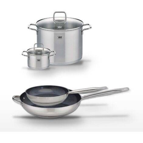 Lot 2 Poêles 24/32cm et 2 Faitouts 16/26cm Elo Profi Therm Platinum