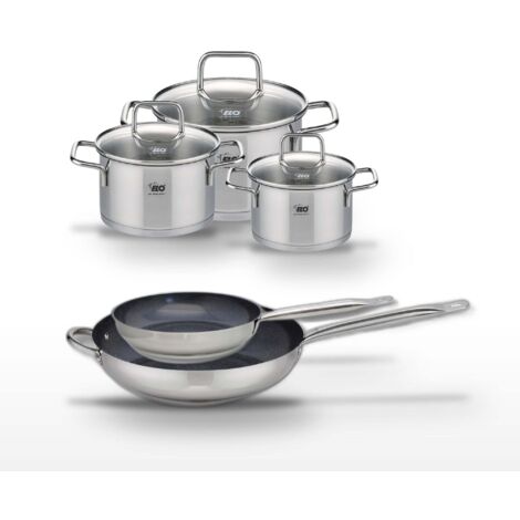 Lot 2 Poêles 24/32cm et 3 Faitouts 14/16/20cm Elo Profi Therm Platinum