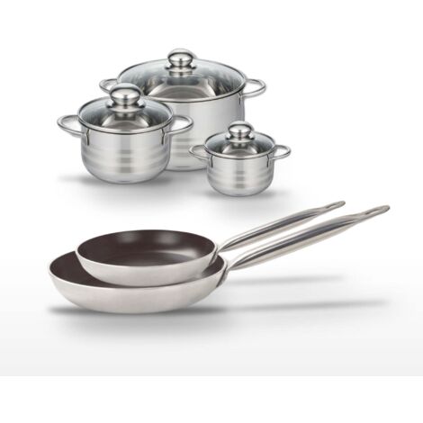 Lot 2 Poêles 28/32 cm & 3 Faitouts 12/16/20 cm Elo Bistro Line