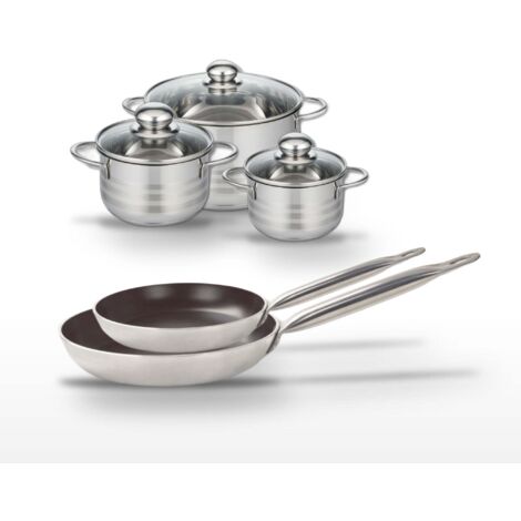 Lot 2 Poêles 28/32 cm et 3 Faitouts 14/16/20 cm Elo Bistro Line