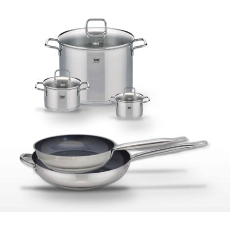 Lot 2 Poêles 28/32cm & 3 Faitouts 12/16/26cm Elo Profi Therm Platinum