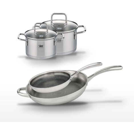 Lot 2 Poêles 32/28cm & 2 Faitouts 12/14cm Elo Relief Evolution
