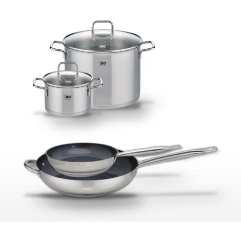 Lot 2 Poêles céramiques 24/32 cm Elo Profi Therm Platinum et 2 Faitouts 20/26 cm