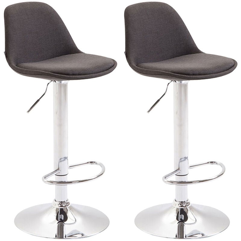 Réglez 2 tabourets avec cadre en métal chromé et siège de tissu de différentes couleurs colore : gris foncé