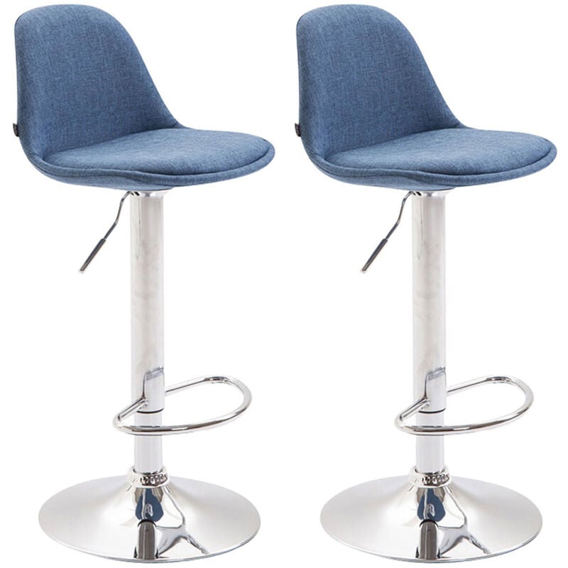 Réglez 2 tabourets avec cadre en métal chromé et siège de tissu de différentes couleurs colore : bleu