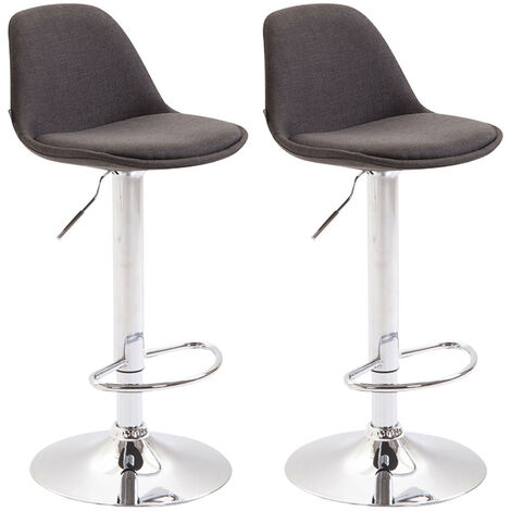 Lot 2 tabouret de bar Kiel tissu Gris foncé