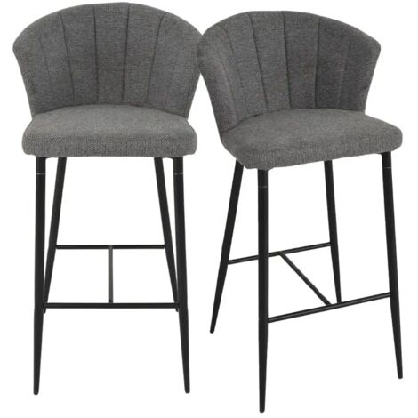 Lot 2 tabourets bar tissu gris anthracite piètement métal – MONTREAL