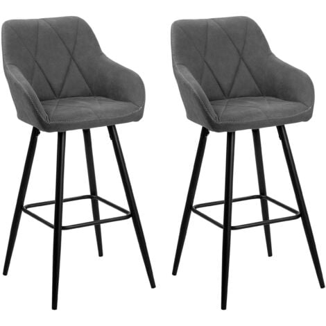 BELIANI Lot de 2 chaises de bar grises DARIEN