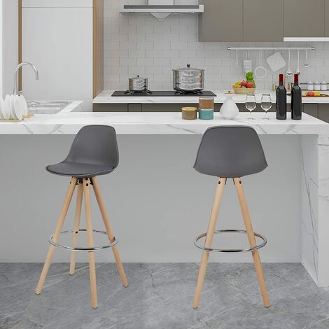 lot 2 tabourets de bar bois massif style scandinave