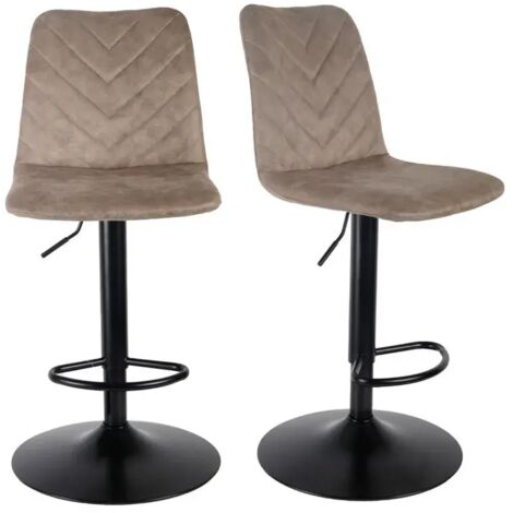 Lot 2 tabourets de bar réglables microfibre taupe et métal - COBY 2