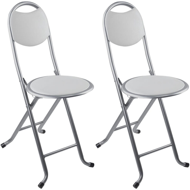 7house - Lot 2 tabourets pliants avec dossier 32x36x73.5cm