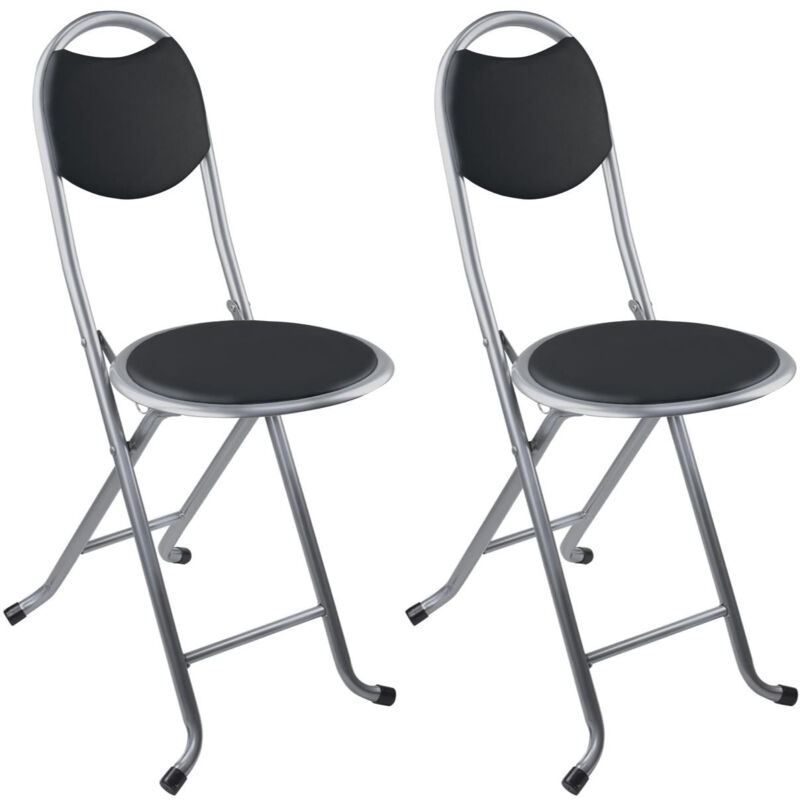 7house - Lot 2 tabourets pliants avec dossier 32x36x73.5cm