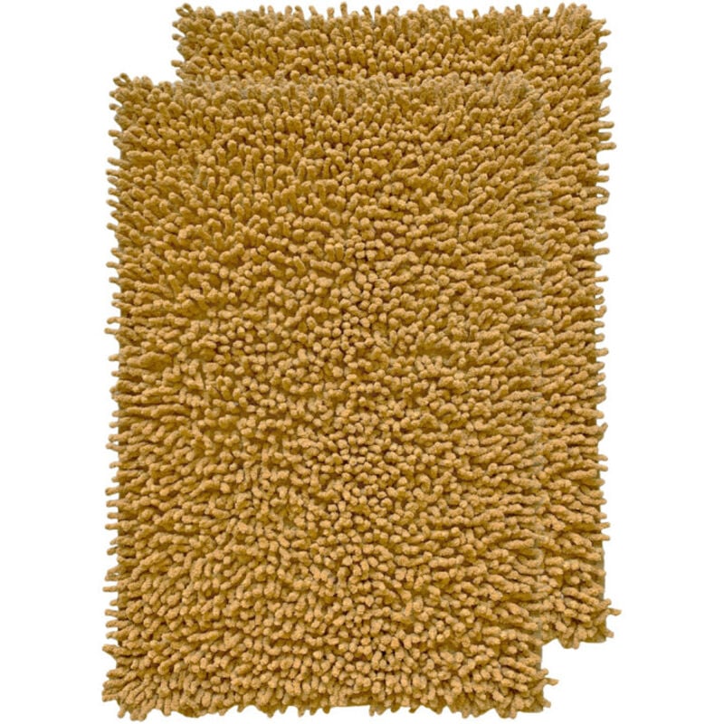 Lot 2 tapis de salle de bain 40 x 60 cm en coton moutarde - NAPOLEON