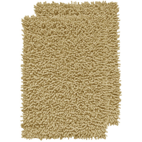 Lot 2 tapis de salle de bain 40 x 60 cm en coton jaune - NAPOLEON