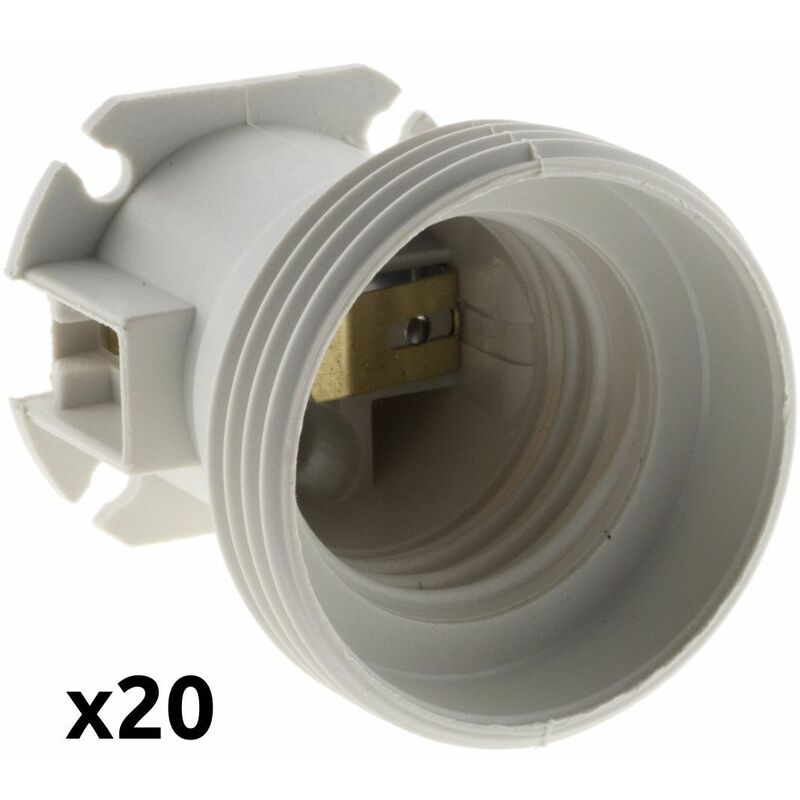 Lot de 20 douilles &eacute;lectriques e27 vis thermoplastique blanc ZENITECH
