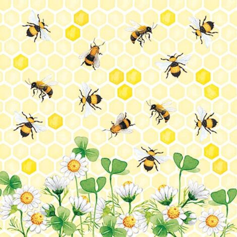 Lot 20 Serviettes En Papier 33 X 33 Cm - Joie Des Abeilles - Ambiente