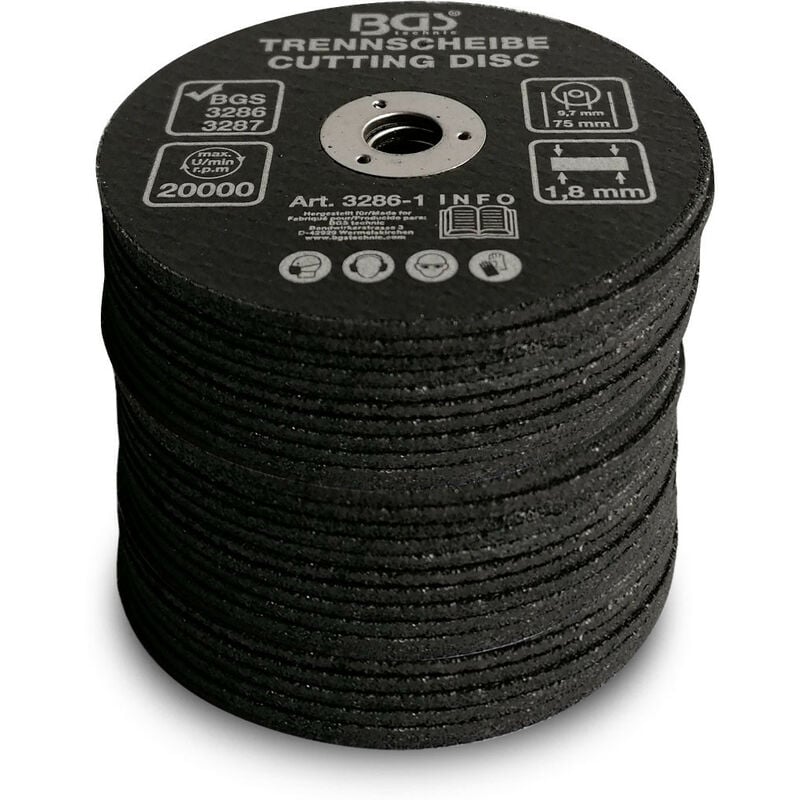 Lot 25 disques 75 x 1.8 x 10 mm a tronconner pour meuleuses pneumatiques