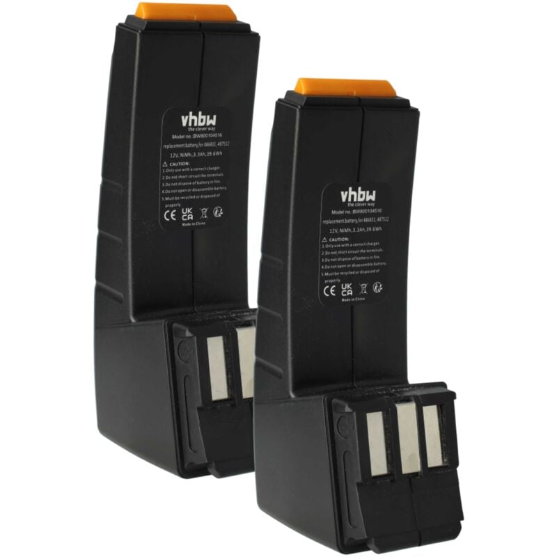 Vhbw - 2x Batterie compatible avec Festo / Festool CCD12, C12GG, C12DUO, C12CE-NC-C45-Plus, CCD12ES outil électrique (3300 mAh, NiMH, 12 v)