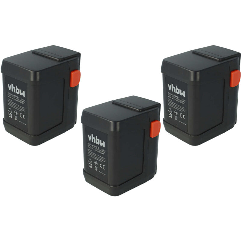Lot 3 batteries Li-Ion Vhbw 3000mAh (18V) pour coupes-bordure compatible avec Gardena AccuCut 400 Li (8840-20) comme 8835-U, 8835-20, 8839, 8839-20.