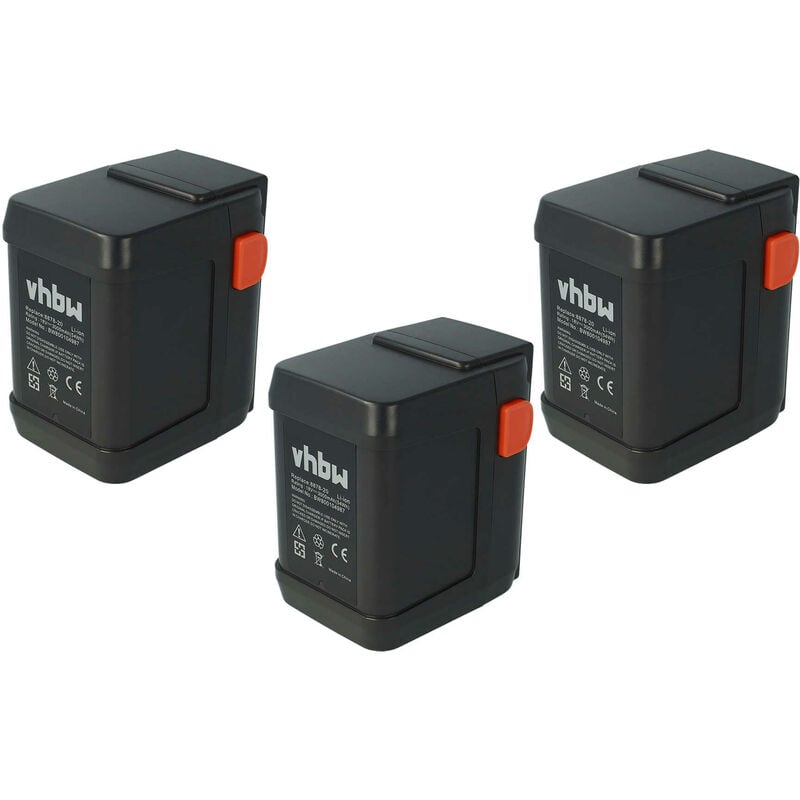 Lot 3 batteries Li-Ion 3000mAh (18V) pour souffleurs compatible avec Gardena Accujet 18-Li, remplacement pour 8835-U, 8835-20, 8839, 8839-20. - Vhbw