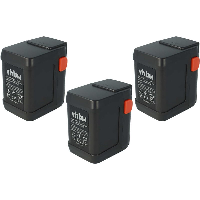 Lot 3 batteries Li-Ion 4000mAh (18V) pour outils coupe-bordure Gardena AccuCut 400 Li (8840-20) comme 8835-U, 8835-20, 8839, 8839-20. - Vhbw