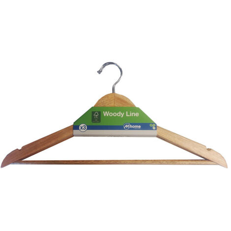 Lot 3 Cintres Woody Line Bois écologique Fsc 42,5x23cm-12mm.