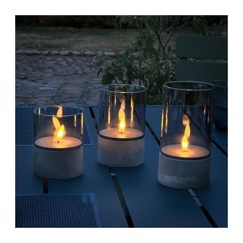 Brilliant - Lot 3 Lampes a poser led bougie 2500K - Plastique et verre - Gris et verre fumé