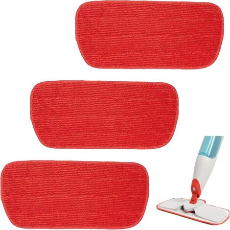 Lot 3 lingettes microfibre rouges lavables , Pour balai (balai non inclus)