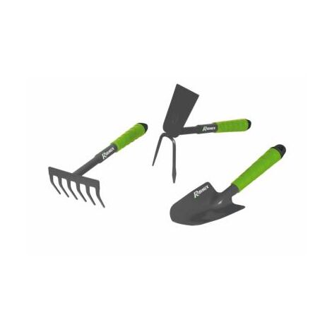 Lot 3 outils fleurs Primoland serfouette, rateau, transplantoir