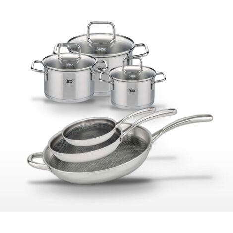 Lot 3 Poêles 24/28/32 cm & 3 Faitouts 14/16/20 cm Elo Relief Evolution