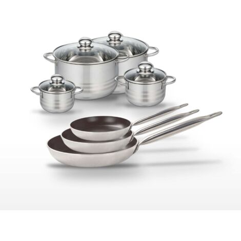 Lot 3 Poêles 24/28/32 cm et 4 Faitouts 12/14/20/24 cm Elo Bistro Line