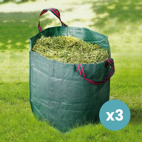 Schramm® 3 pièces Sacs de Jardin 300L Vert Tissu polypropylène Robuste Sac de Jardin PP Sacs de Jardin déchets Verts Big Bag 
