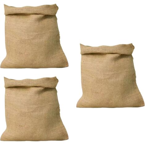 Lot 3 Sacs Toile de Jute, Grand Sac de Jute, Sac de Rangement, 85 x 50 cm, Protection de Plantes, Polyvalent pour Stockage, Jardinage et Décoration, Épais, Naturel