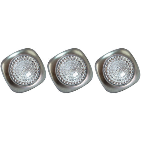 Lot 3 spots LED Argent 0,16W, 9.5 lumens, 6400K Blanc-froid, interrupteur on/off, à pile, clips à coller -  Tibelec
