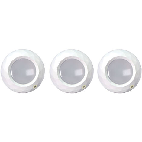 Lot 3 spots LED Blanc 0.2W, 15 lm, 4500K Blanc-froid, à pile, interrupteur tactile, fixation scratch à coller - Tibelec