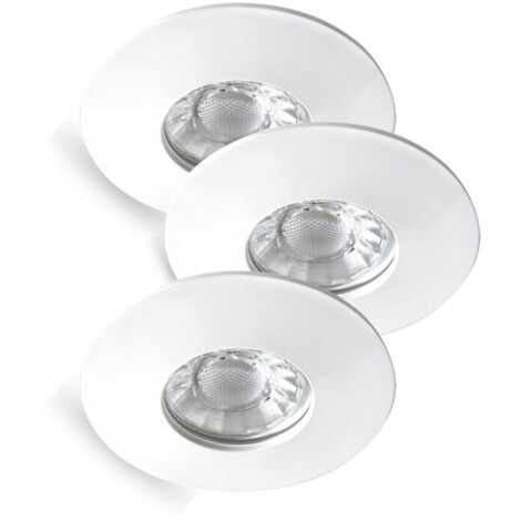 Lot 3 spots plafond LED 4W blancs ronds IP44 Rabalux