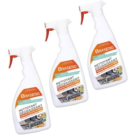 Lot 3 Sprays Nettoyants Dégraissants Intensif Brasero - Jusqu'à 35 nettoyages par Spray - Idéal pour Barbecues Planchas