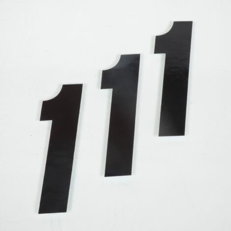 Lot 3 sticker autocollant numéro de course chiffre 1 noir