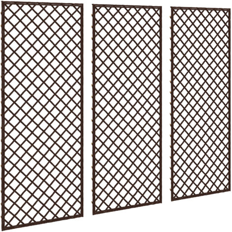 Lot 3 supports plantes grimpantes treillis jardin osier, dessus plat, 43x112 cm, naturel
