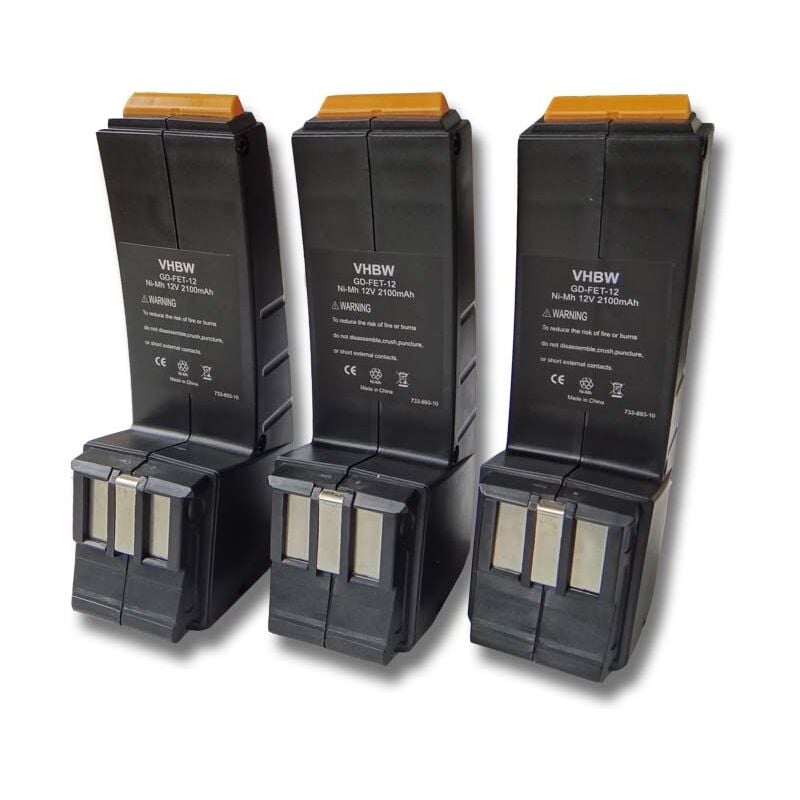 3x Batterie compatible avec Festo / Festool CDD12E, CDD12, CCD12v, CCD12MH, CCD12FX, CCD12ES-C outil électrique (2100 mAh, NiMH, 12 v) - Vhbw