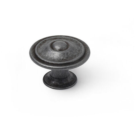 Lot 4 Boutons Ronds Pour Meuble Métal Vieil Argent Mod.3110 ø35mm. Rei