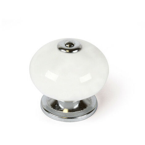 Lot 4 Boutons Ronds Pour Meuble Porcelaine Blanc Mod.e517 ø40mm. Rei