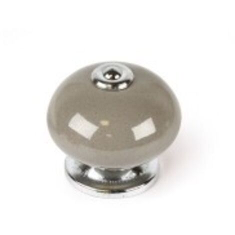 Lot 4 Boutons Ronds Pour Meuble Porcelaine Gris Mod.e517 ø40mm. Rei
