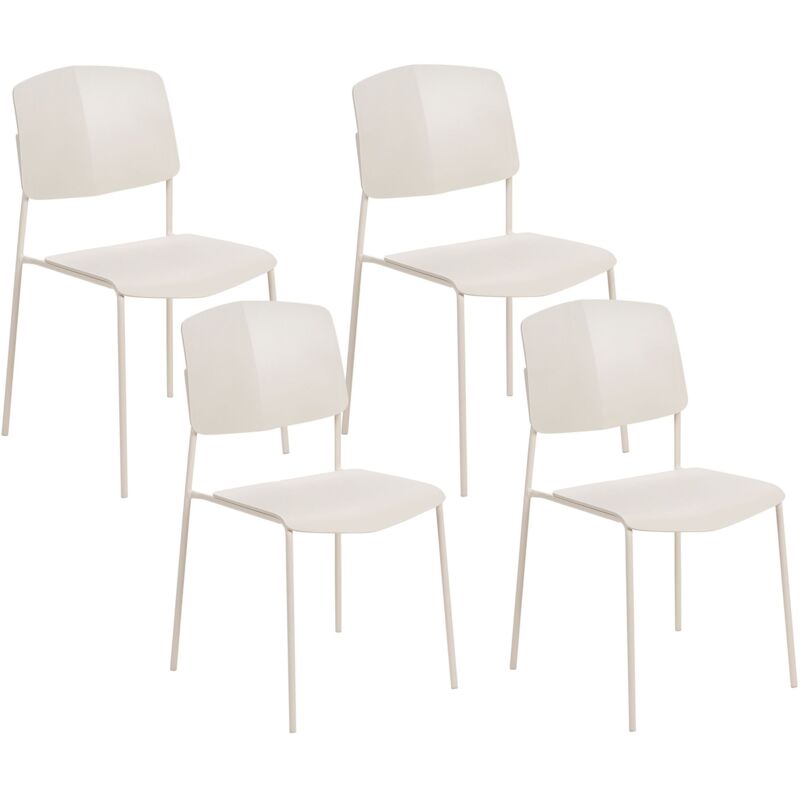 Beliani - Lot 4 Chaises de Salle à Manger Design Moderne en Synthétique Beige Astoria