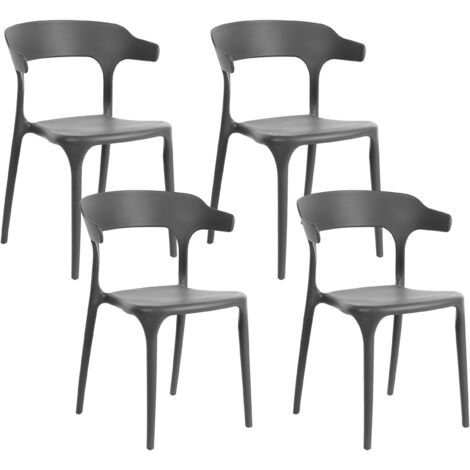 BELIANI Lot 4 Chaises de Salle à Manger Empilables en Plastique Gris Foncé Gubbio