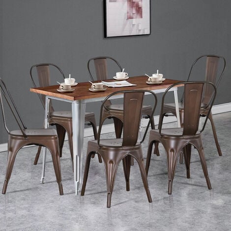 Table à manger 6 chaises dorée grise LUXOR - Table & Chaise Dorée