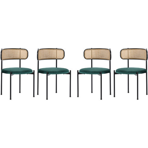Lot 4 chaises métal vertes - Style moderne simple - 4 pieds métal - Chaises de coin - Pour salon, chambre