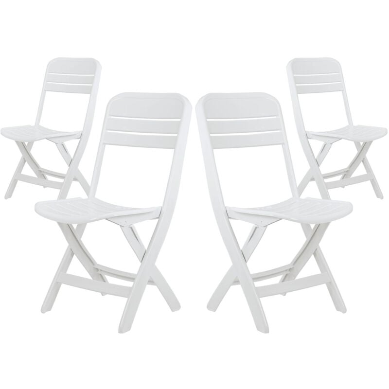 O91 - Lot 4 Chaises Pliantes Bliss Blanc 52x40x82cm