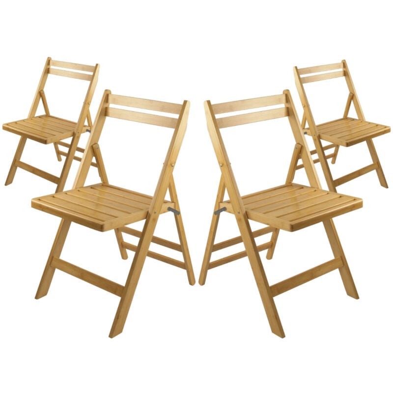 Lot 4 Chaises pliantes en bambou Biano 46x44x78cm O91